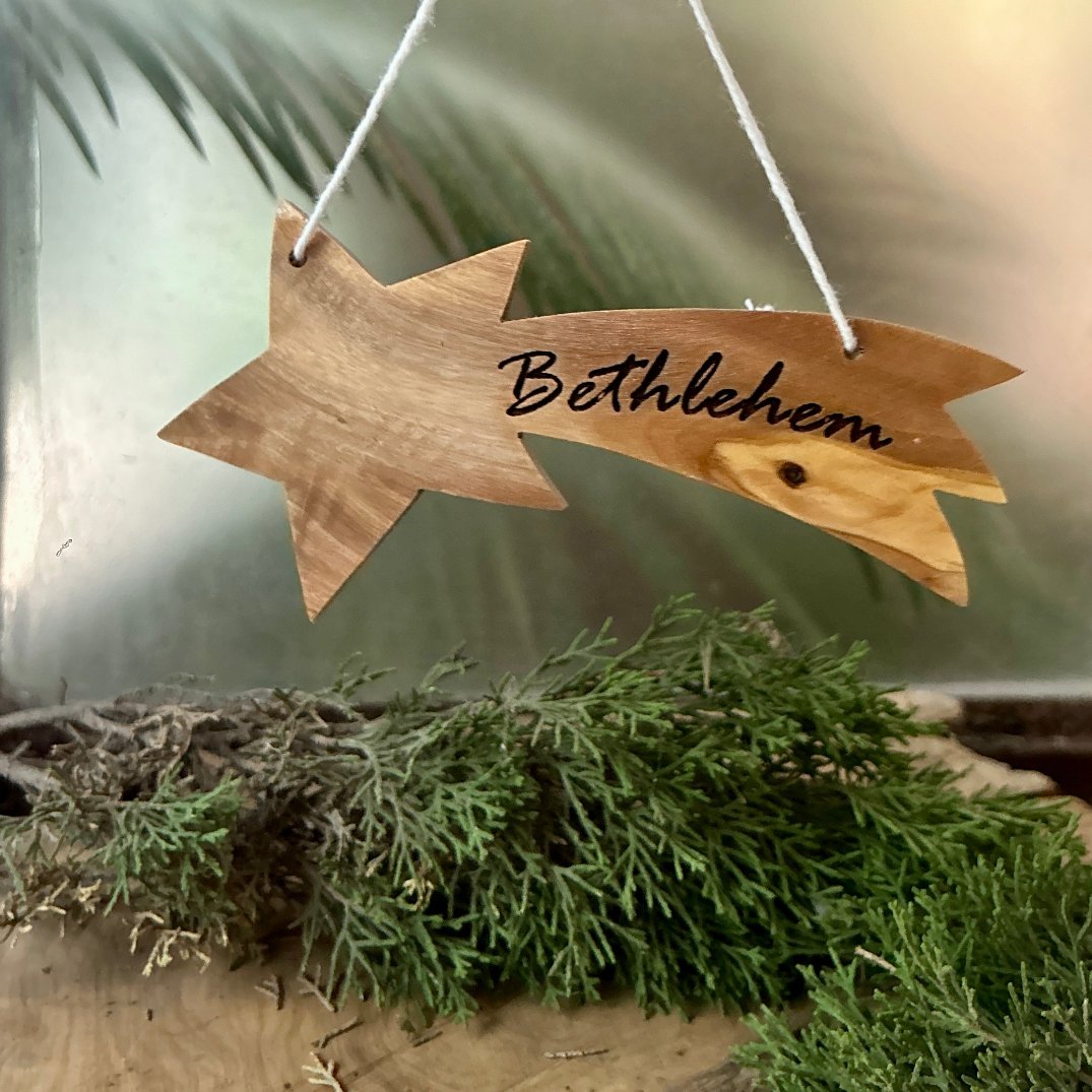 Olive Wood Star of Bethlehem Christmas Ornament | Handcrafted from Bethlehem